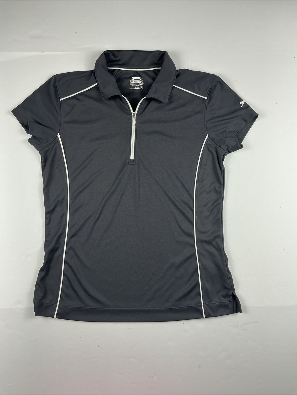 Slazenger Grey Short-Sleeve Golf Polo with White Piping